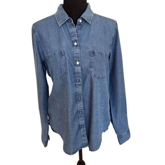 NWT Lucky Brand Womens Tencil Long Sleeve Button Down Shirt Blue Size Small - Picture 1 of 13